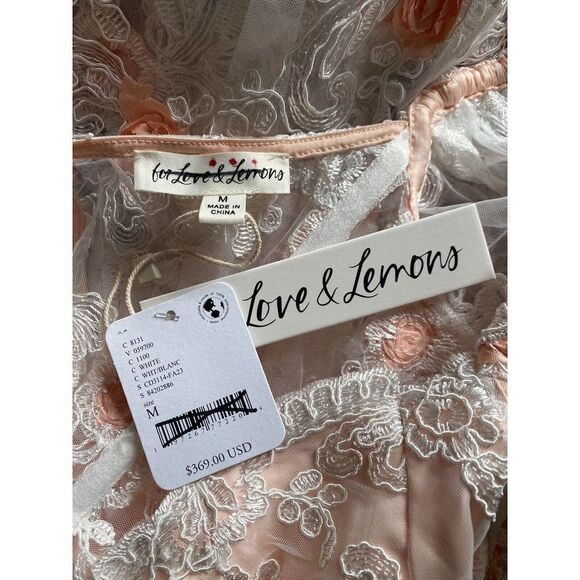 For Love and Lemons Tessa White Floral Appliqué Embroidered Midi Dress Sz M $369 - Picture 12 of 16